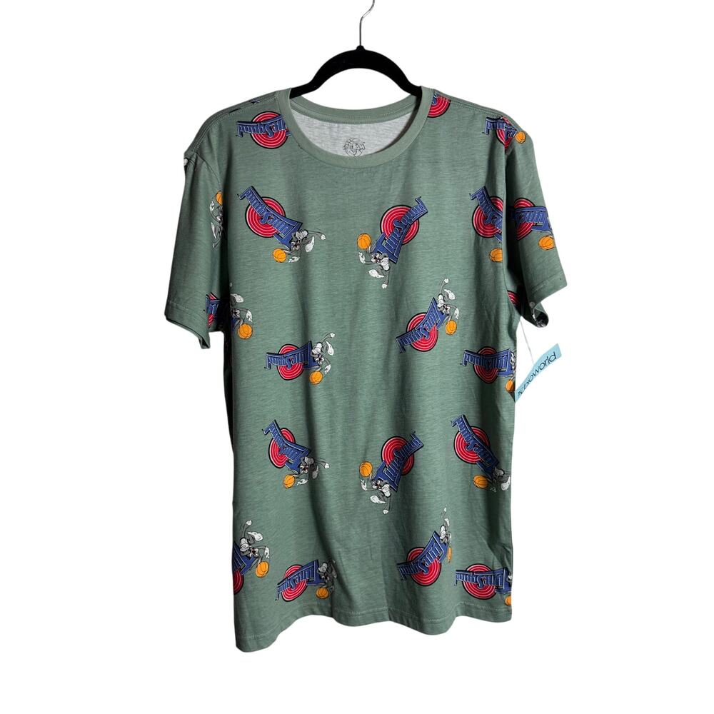 SPACE JAM Short Sleeve NEW All Over Print Green Size M
